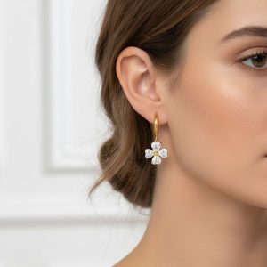 Σκουλαρίκια Ατσάλι Κρίκος με Λουλούδι και Στρας ΧρυσόB3077A