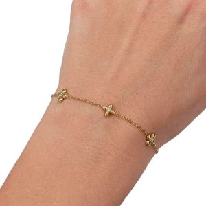 Βραχιόλι Ανοξείδωτο Ατσάλι με Τετράφυλλα και Ζιρκόν - ΧρυσόB3085a