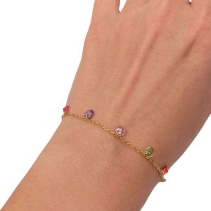 Πολύχρωμο βραχιόλι με στρογγυλές χάντρες - ΧρυσόB3092a