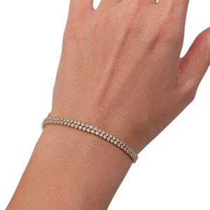 Βραχιόλι Ανοξείδωτο Ατσάλι με Διπλή Σειρά Ζιρκόν - ΧρυσόB3096a
