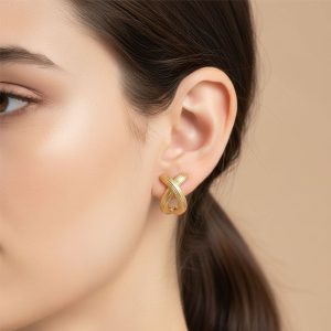 Ατσάλινα Σκουλαρίκια Κόμπος Ματ - ΑΣΗΜΙ/ΧΡΥΣΟB3115C