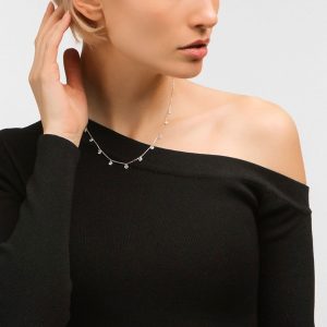 Ατσάλινο κολιέ με κρυστάλλουςB3131