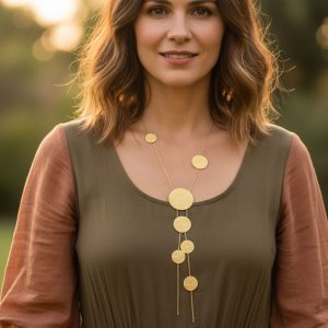 Ατσάλινο Μακρύ Κολιέ με ΚύκλουςB3132