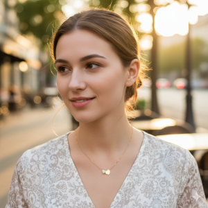 Ατσάλινο κολιέ με διπλή καρδιά - ΧρυσόB3140A