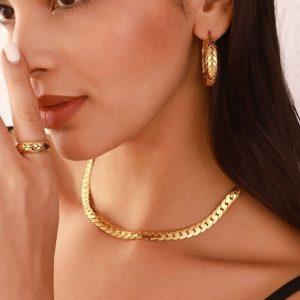 Ατσάλινο Κολιέ Κλασσική Αλυσίδα - ΧρυσόB3149A