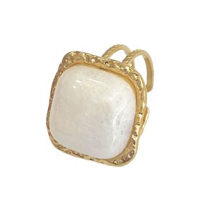 Ατσάλινο Ρυθμιζόμενο Δαχτυλίδι Με Χρωματιστή Πέτρα - Χρυσό ΠράσινοJ148