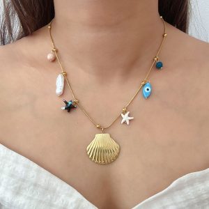 Ατσάλινο Κολιέ με Κοχύλι