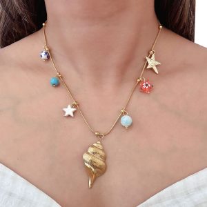 Ατσάλινο Κολιέ με Κοχύλι