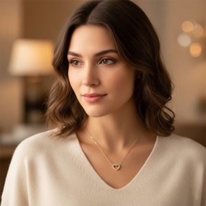 Ατσάλινο Κολιέ Καρδιά με Ζιργκόνx00393