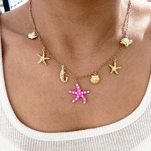 Κολιέ από Ατσάλι με Θαλασσινά Κρεμαστά ROSE STARE0002