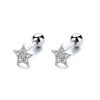 Σκουλαρίκια Απο Ασήμι S925 Αυτιού/Τράγου Σε Σχήμα Αστεράκι 0.4mmS025