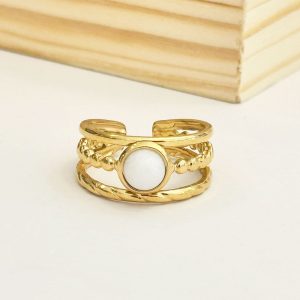 Ατσάλινο Δαχτυλίδι Με Χρωματιστή Πέτρα - ΑσημίJ89