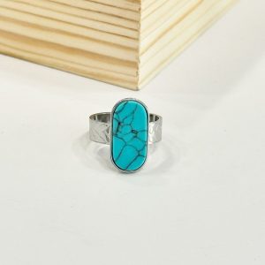 Ατσάλινο Δαχτυλίδι Mε Χρωματιστή Πέτρα - ΑσημίJ95