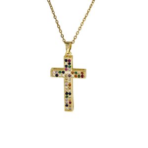 ς Κομψός Σταυρός Με Γυαλιστερές Πέτρες - ΑσημίX-002B