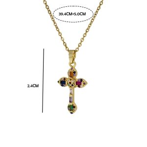 Μενταγιόν Σταυρός Με Πολύχρωμες Πέτρες Ζιργκόν - ΧρυσόΧ-004Α