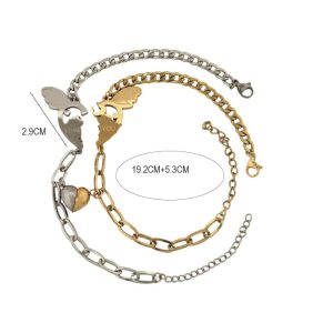 Βραχιόλι Καρδιά Με Φτερό Για Ζευγάρι Απο Ατσάλι - ΑΣΗΜΙ/ΧΡΥΣΟΧ00018