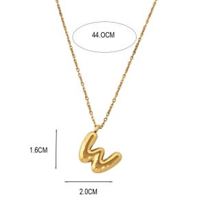 Ατσάλινο Κολιέ Μονόγραμμα "W" - ΑσημίΧ00056Β