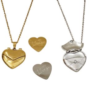 Κολιέ Ατσάλινο Με Κρεμαστή Καρδιά Φάκελος Με Μήνυμα - ΑσημίX00100B