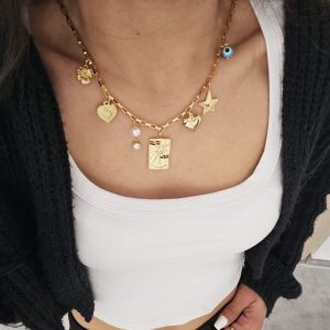 Κολιέ Απο Ανοξείδωτο Ατσάλι Με Κρεμαστά ΣτοιχείαX00109A