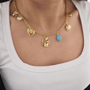 Κολιέ Απο Ανοξείδωτο Ατσάλι Με Κρεμαστά ΣτοιχείαX00111