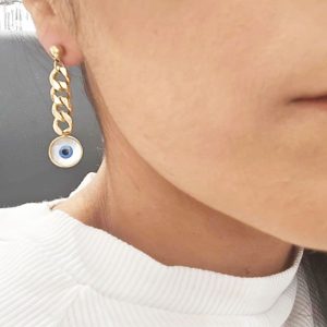 Ατσάλινα Σκουλαρίκια Κρεμαστά Με Ματάκι - ΧρυσόX00114A