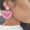 Σκουλαρίκια Καρφωτά Σε Σχήμα Καρδιάς Με Χάνδρες - ΦούξιαX00117