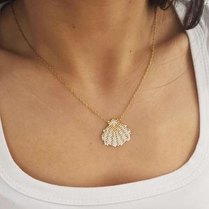 Ατσάλινο Κολιέ Με Χάντρες Miyuki Σε Σχήμα ΚοχύλιX00125