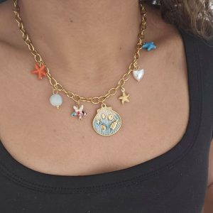 Ατσάλινο Κολιέ Choker με Κεράσια και ΦύλλαX00165