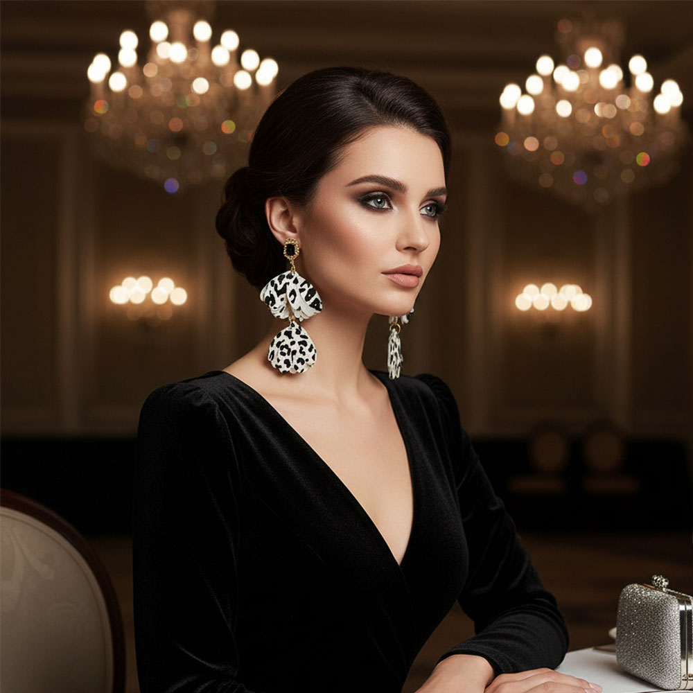 Σκουλαρίκια Υφασμάτινα Λεοπάρ σε Layered Σχέδιο με Ατσάλινη Βελόνα Σκουλαρίκια Υφασμάτινα Λεοπάρ σε Layered Σχέδιο με Ατσάλινη ΒελόναX00401