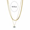 Κολιέ Ατσάλι Διπλής Αλυσίδας Με Μάτι Τιρκουάζ - ΧρυσόX00404A