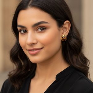 Σκουλαρίκια Κουμπωτά Ατσάλι Χρυσό Animal PrintX00420