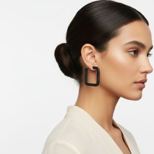 Σκουλαρίκια Μαύρα ΤετράγωναX00430