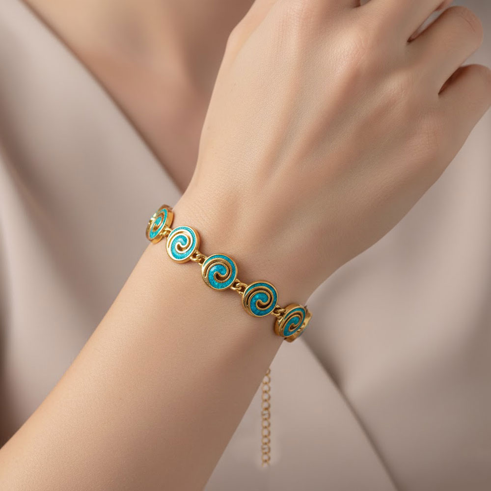 Βραχιόλι Ατσάλι Σπείρα σε Στυλ Blue Opal Βραχιόλι Ατσάλι Σπείρα σε Στυλ Blue OpalX00436