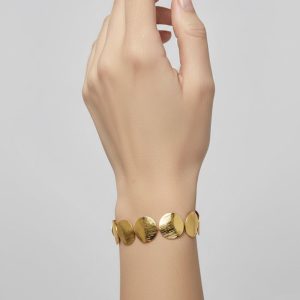 Βραχιόλι Ατσάλι με Κυκλικούς Δίσκους Χρυσό ΧρώμαX00446A