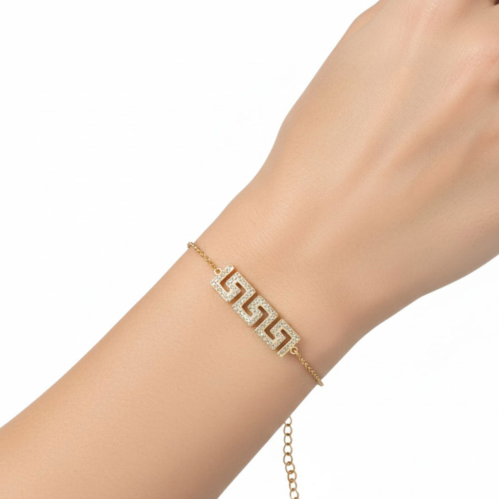 Βραχιόλι Μαίανδρος με Στρας Χρυσή Απόχρωση Βραχιόλι Μαίανδρος με Στρας Χρυσή ΑπόχρωσηX00451A