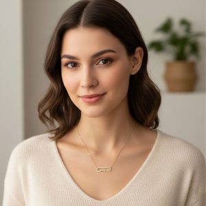 Κολιέ Ατσάλι “mama” με Ζιργκόν ΧρυσόX00455A