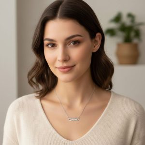 Κολιέ Ατσάλι “mama” με Ζιργκόν ΑσημίX00455B