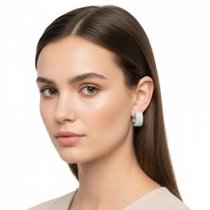 Σετ Σκουλαρίκια 12 Τεμάχια Φαρδιοί Κρίκοι με Στρας ΑσημίX00456