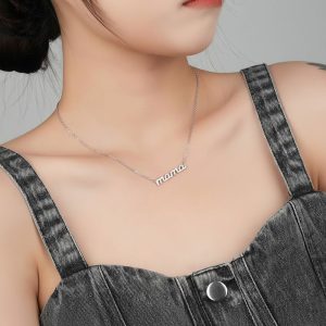 Κολιέ Ατσάλι με Στρας “Mama” ΑσημίX00456B