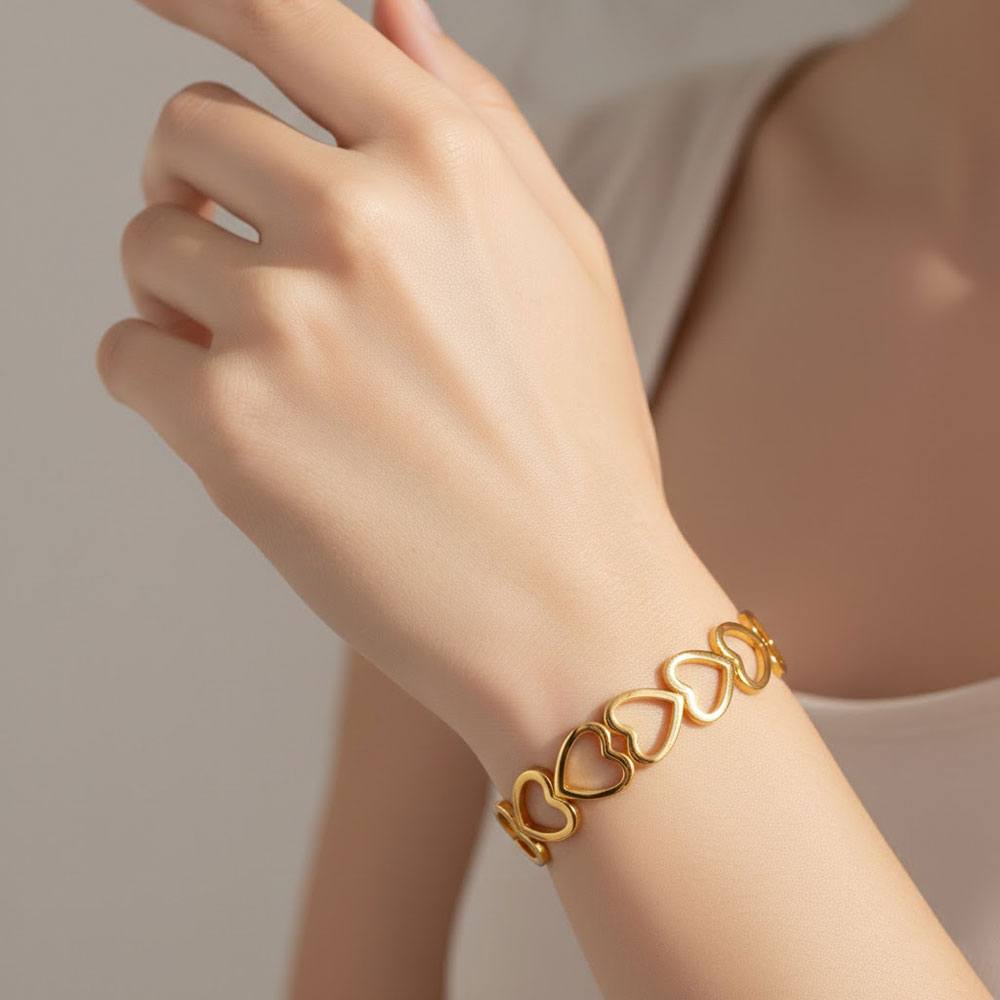 Βραχιόλι Ατσάλι Ανοιχτό Καρδιές Βραχιόλι Ατσάλι Ανοιχτό ΚαρδιέςX00457