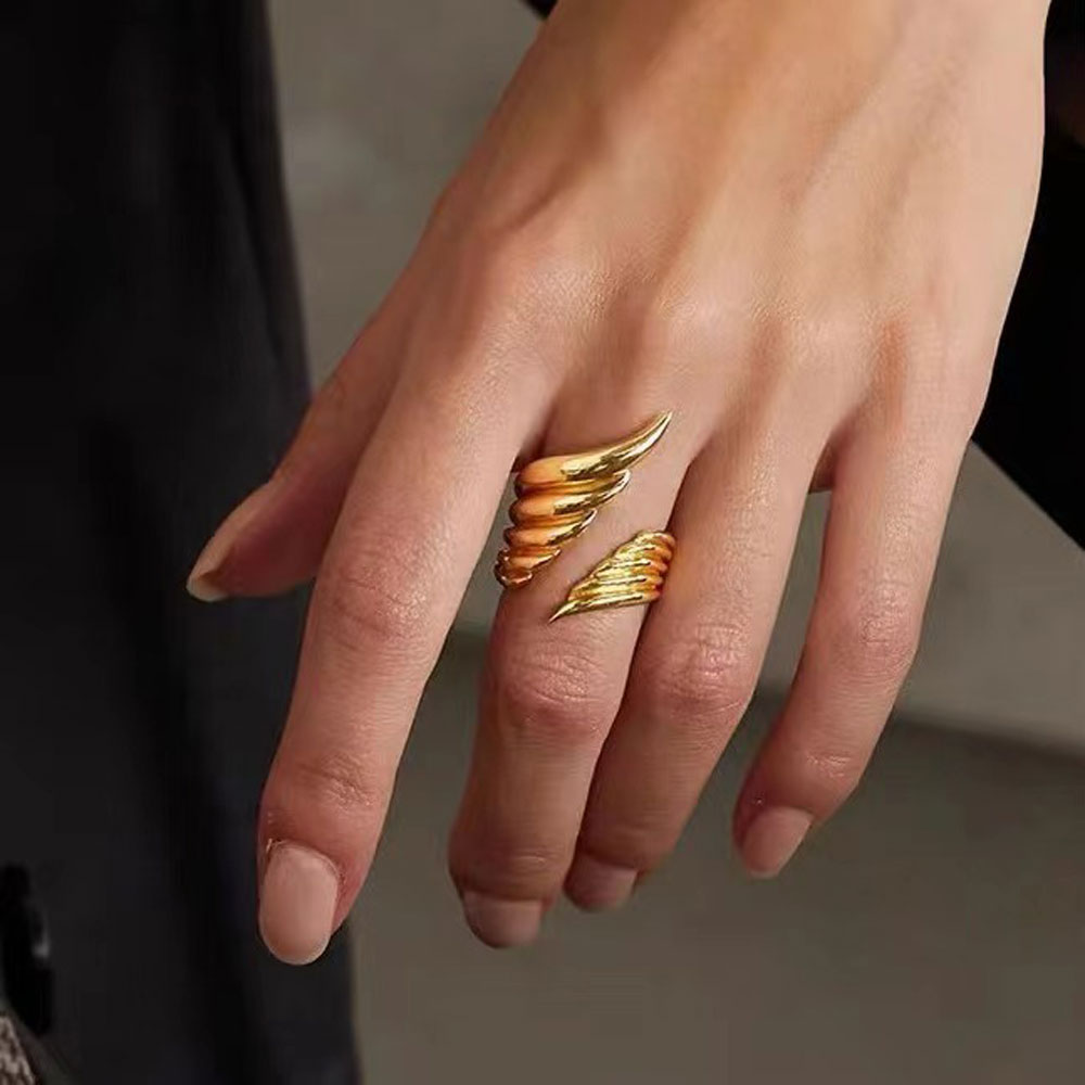 Δαχτυλίδι Ατσάλι Προσαρμόσιμο με Σχέδιο Φτερού Δαχτυλίδι Ατσάλι Προσαρμόσιμο με Σχέδιο ΦτερούX00459A