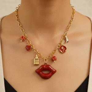 Κολιέ Ατσάλι με Κρεμαστά Στοιχεία & ΧείλιX00466