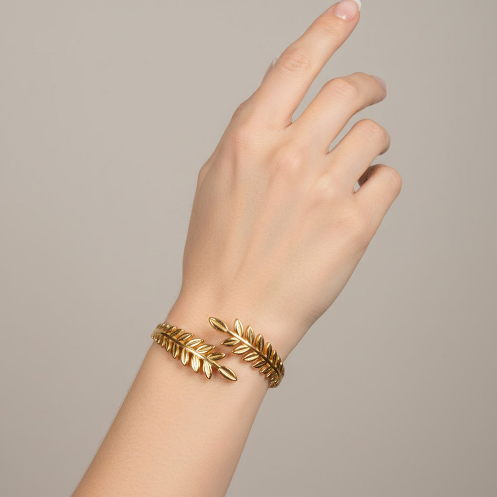 Βραχιόλι Ατσάλι με Φύλλα ΕλιάςX00470
