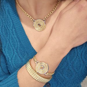 Κομψό Κολιέ Απο Ανοξείδωτο Ατσάλι Χρυσό - ΑΣΗΜΙ/ΧΡΥΣΟ