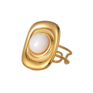 Ατσάλινο Ρυθμιζόμενο Δαχτυλίδι Oρθογώνιο Με ΠέτραX0064