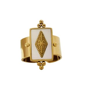 Ατσάλινο Δαχτυλίδι Χρυσό Με Πέτρα ΦίλντισιX0065