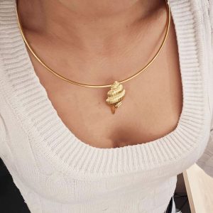 Ατσάλινη Βέργα Με Κρεμαστό Αφαιρούμενο Κοχύλι - ΧρυσόΧ0079Α