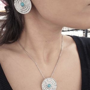 Σετ Απο Ανοξείδωτο Ατσάλι Κύκλος Με Πέτρα - Χρυσό