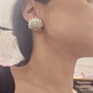 Σκουλαρίκια Ατσάλινα Καρφωτά Δ'ιχρωμα Σε Σχήμα ΚοχύλιX0094