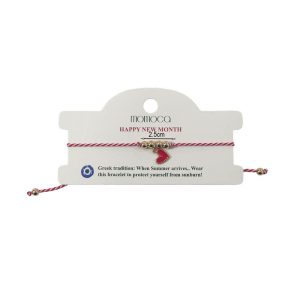 Χειροποίητο βραχιόλι μαρτάκι με χαντρα και καρδια - Χρυσό Ροζb90435705866